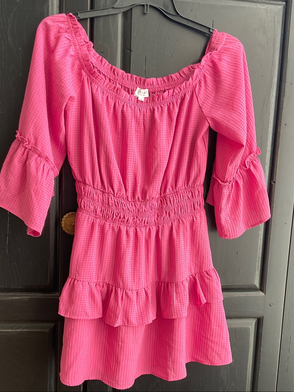 Le Lis Hot Pink Ruffle Waist Smocked Dress - Picture 1 of 3